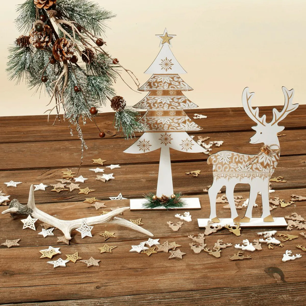 Saupoudrage Cerf En Bois 72 Pièces 4 Cm-DecoWoerner Outlet