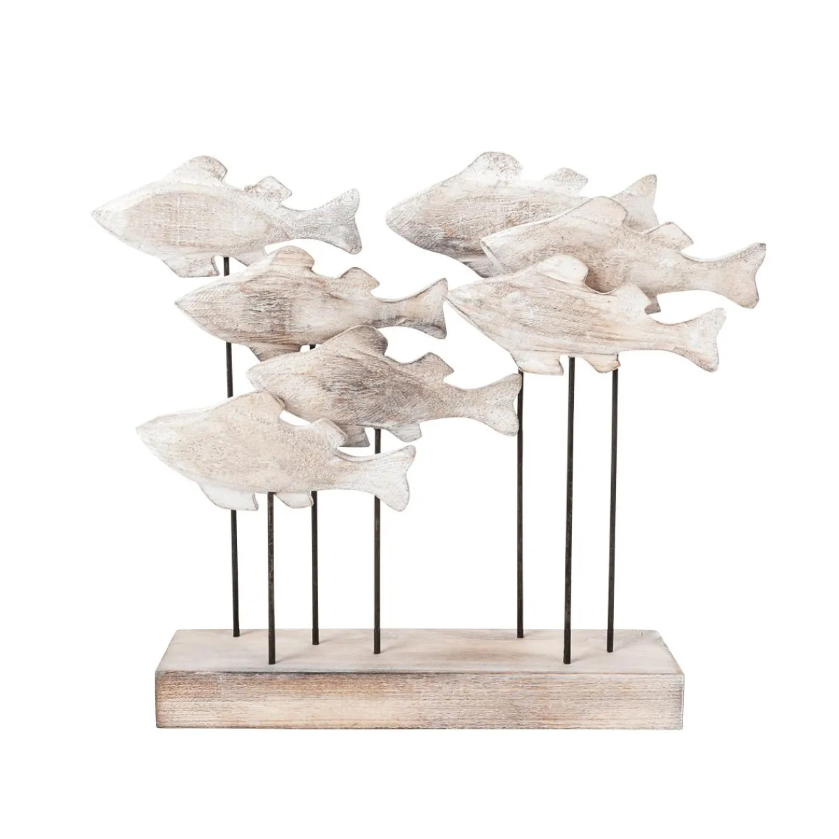Sculpture De Décoration Maritime Poissons En Bois 28 Cm-DecoWoerner