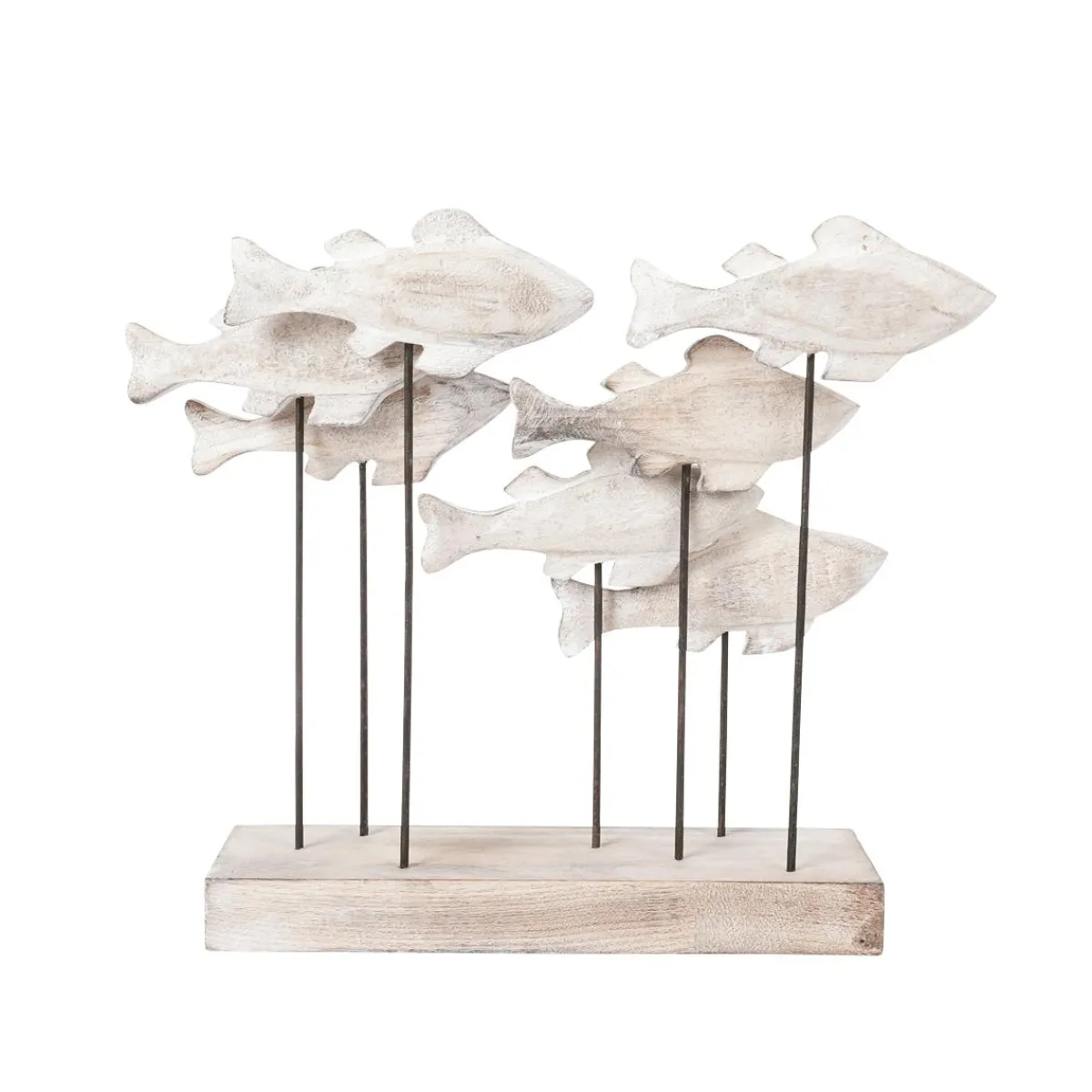 Sculpture De Décoration Maritime Poissons En Bois 28 Cm-DecoWoerner