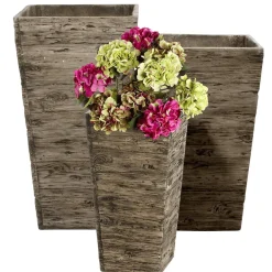 Set De Bacs à Plantes En Fibre De Verre , Imitation Bois 50, 65, 75 Cm De Haut-DecoWoerner Online