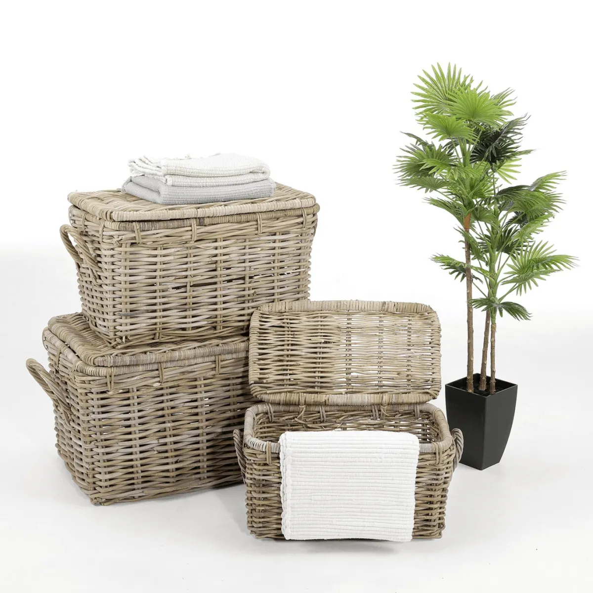 Set De Coffres En Rotin 3 Pcs.-DecoWoerner Clearance