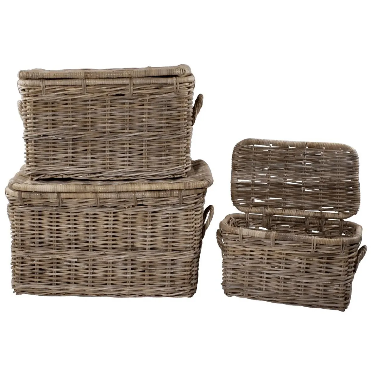 Set De Coffres En Rotin 3 Pcs.-DecoWoerner Clearance
