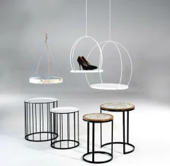 Set De Table D'appoint Blanc Rond En Métal-DecoWoerner Sale