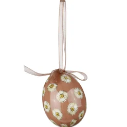 Set D'oeufs De Pâques, 5 Cm & Marron Avec Motif De Fleurs & Noeud 8pcs.-DecoWoerner