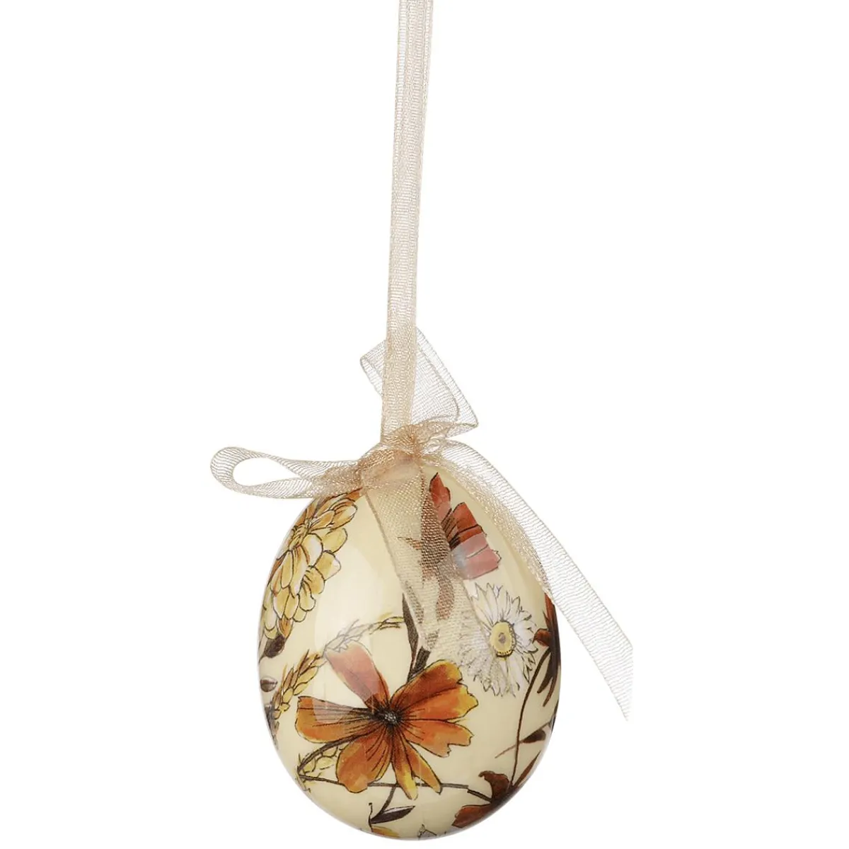 Set D'oeufs De Pâques, 5 Cm & Marron Avec Motif De Fleurs & Noeud 8pcs.-DecoWoerner