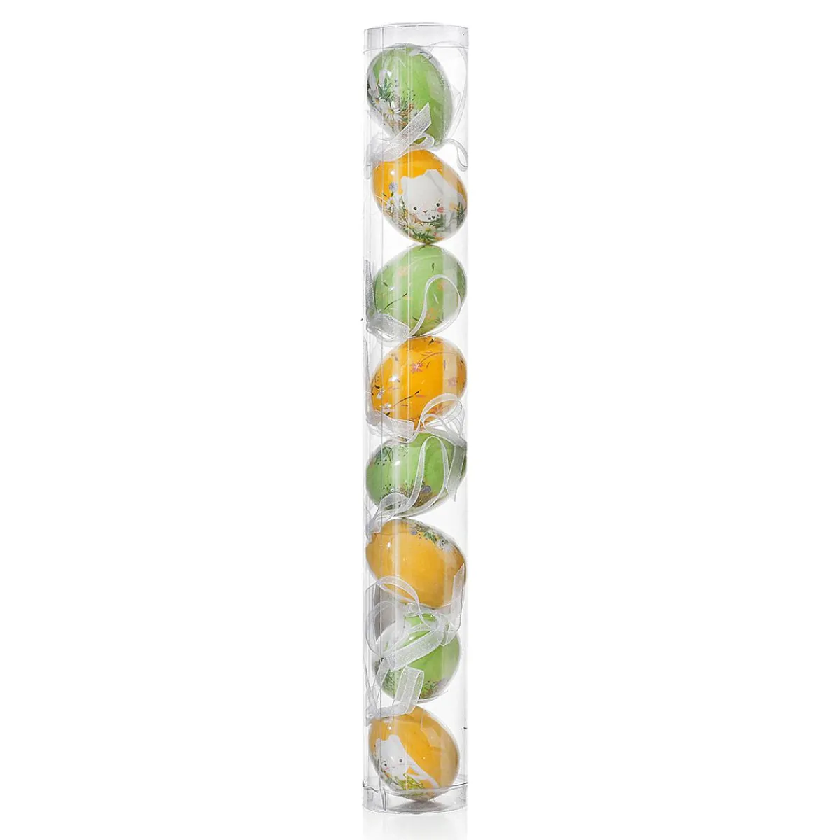 Set D'oeufs De Pâques à Suspendre En Mousse, Jaune Avec Motif De Lapin Et Noeud 8pcs.-DecoWoerner Clearance