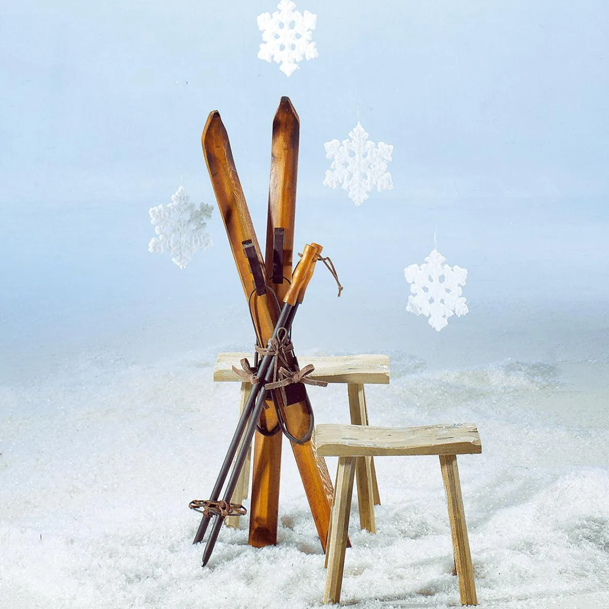 Skis Déco En Bois, Long. 90 Cm-DecoWoerner New