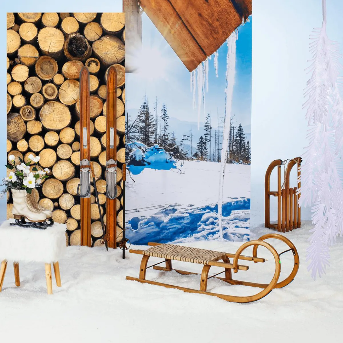 Skis Déco En Bois, Long. 90 Cm-DecoWoerner New
