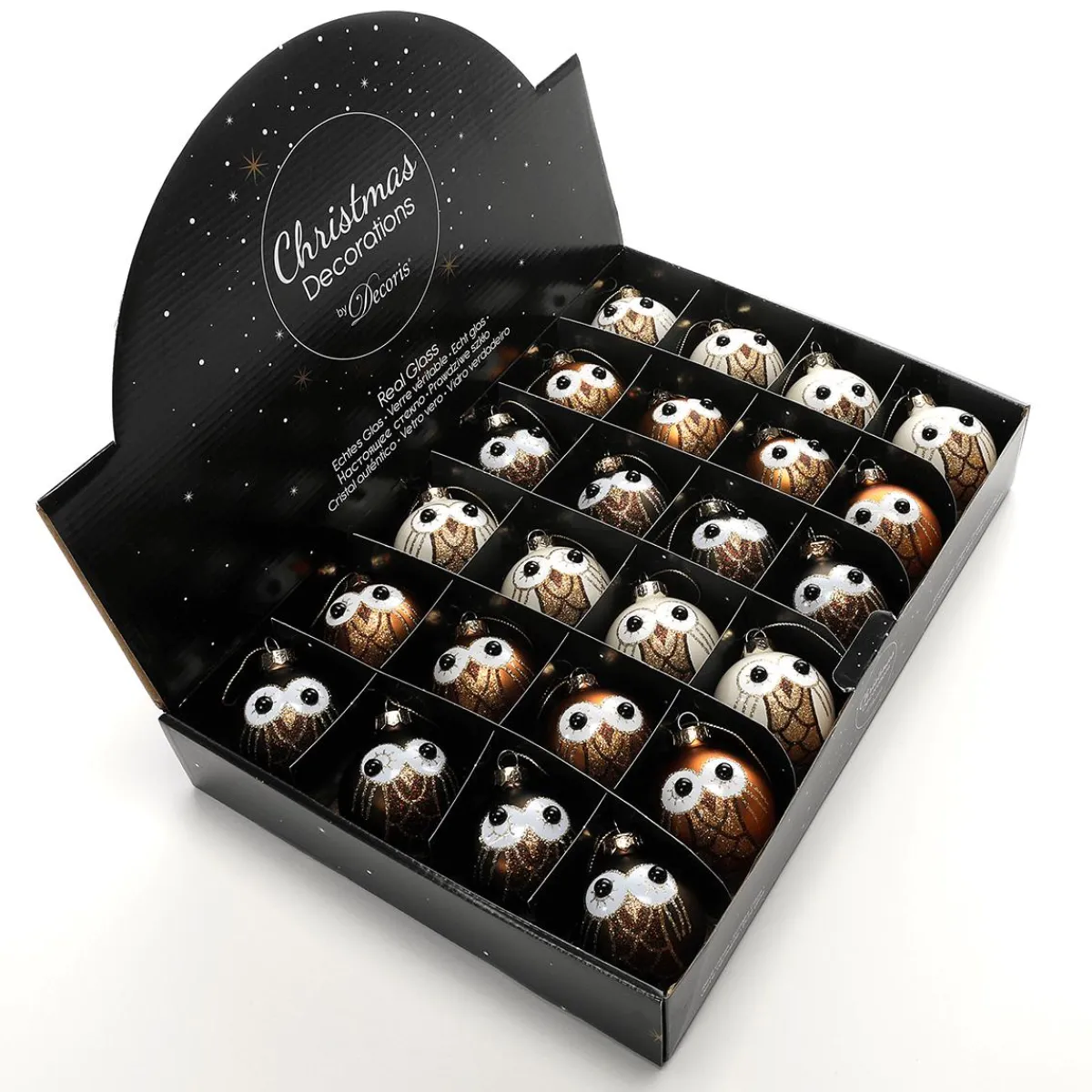 Suspensions Décoratives Boule En Verre "Chouette" 24 Pièces En Boîte-DecoWoerner Sale