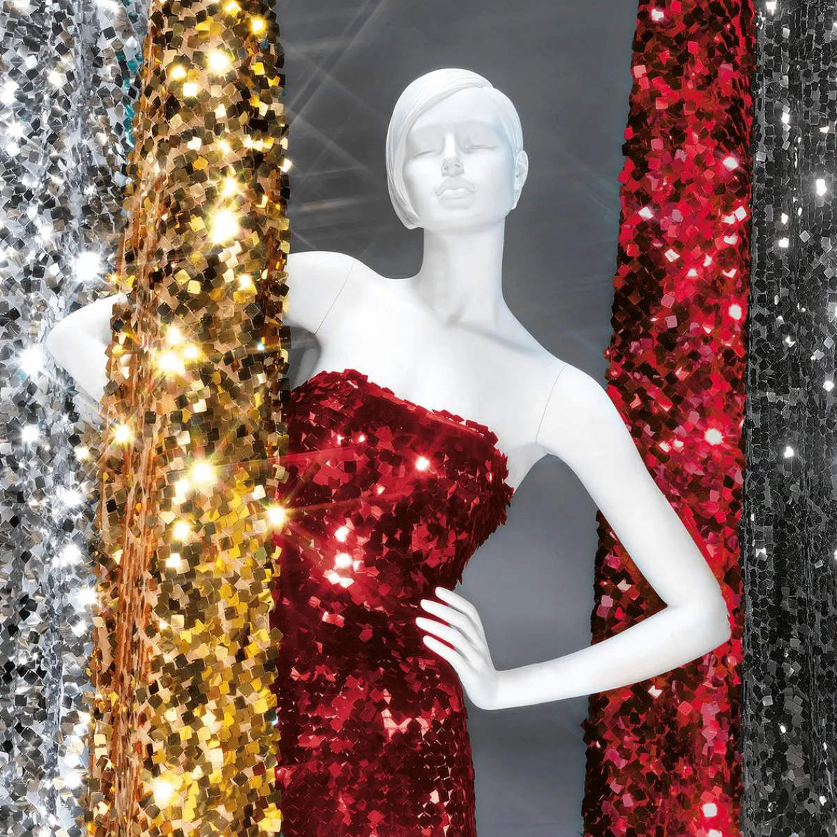 Tissu à Paillettes , Larg. 136 Cm-DecoWoerner Discount