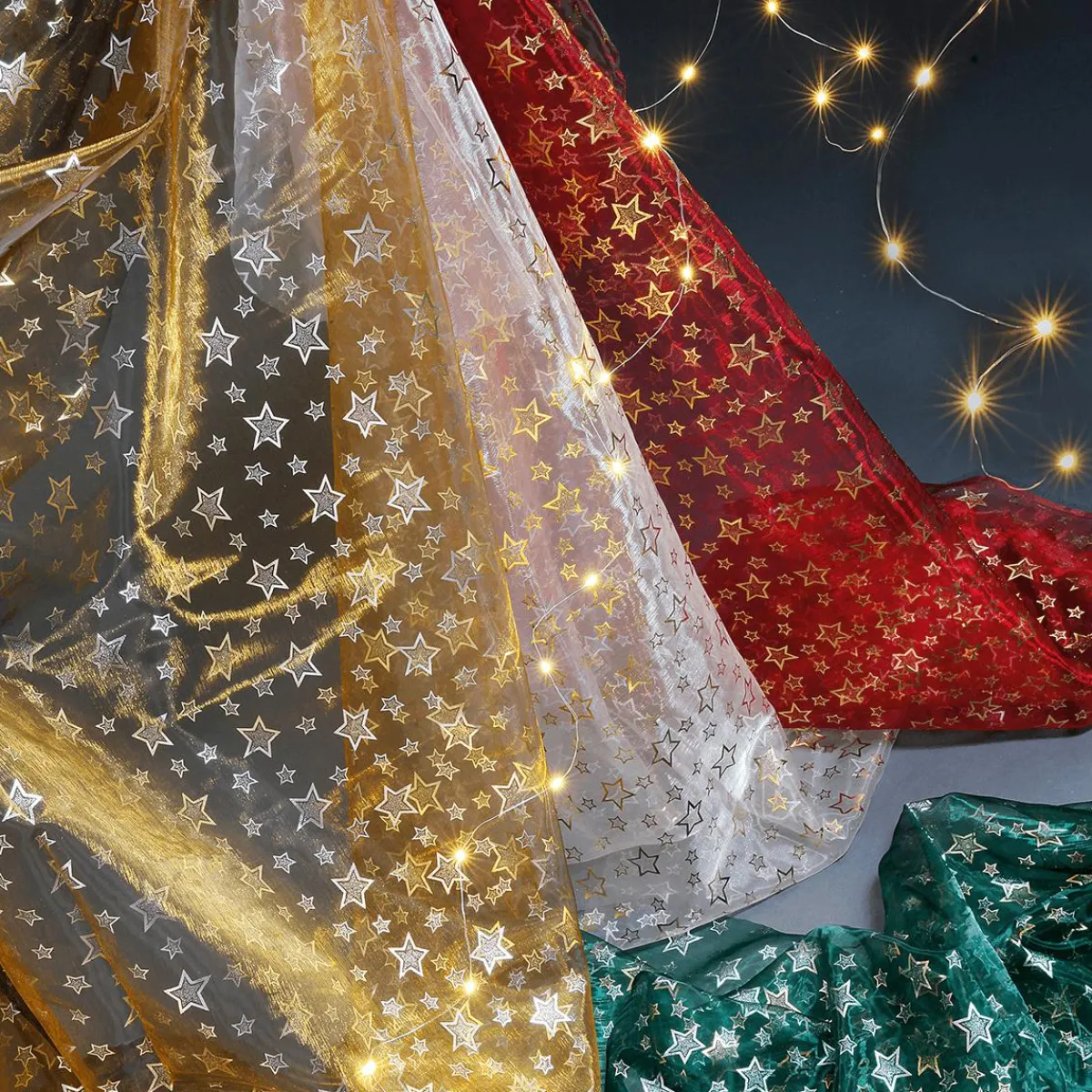 Tissu Organza "Petites étoiles" Larg. 145 Cm-DecoWoerner Clearance