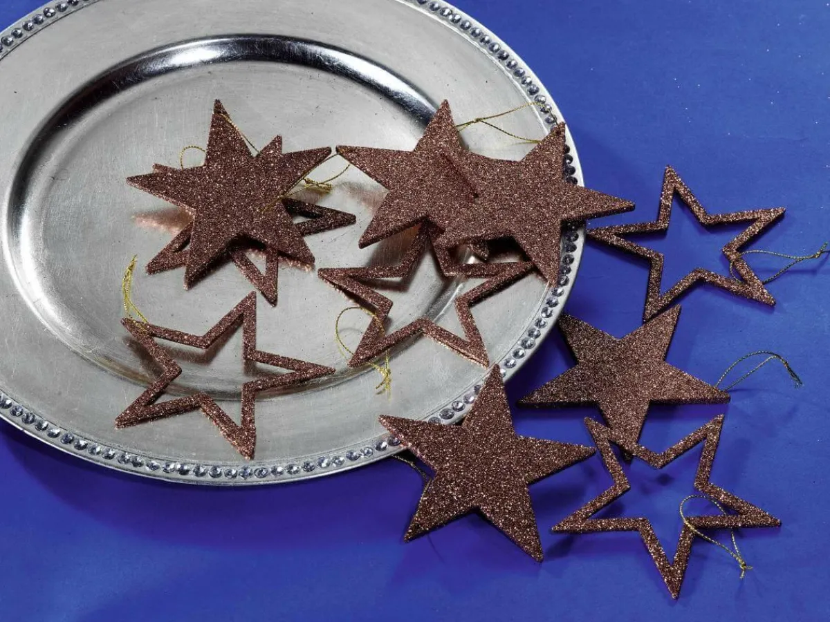 Étoiles Déco à Paillettes Nougat, Ø 10 Cm, 10 Pces-DecoWoerner Hot