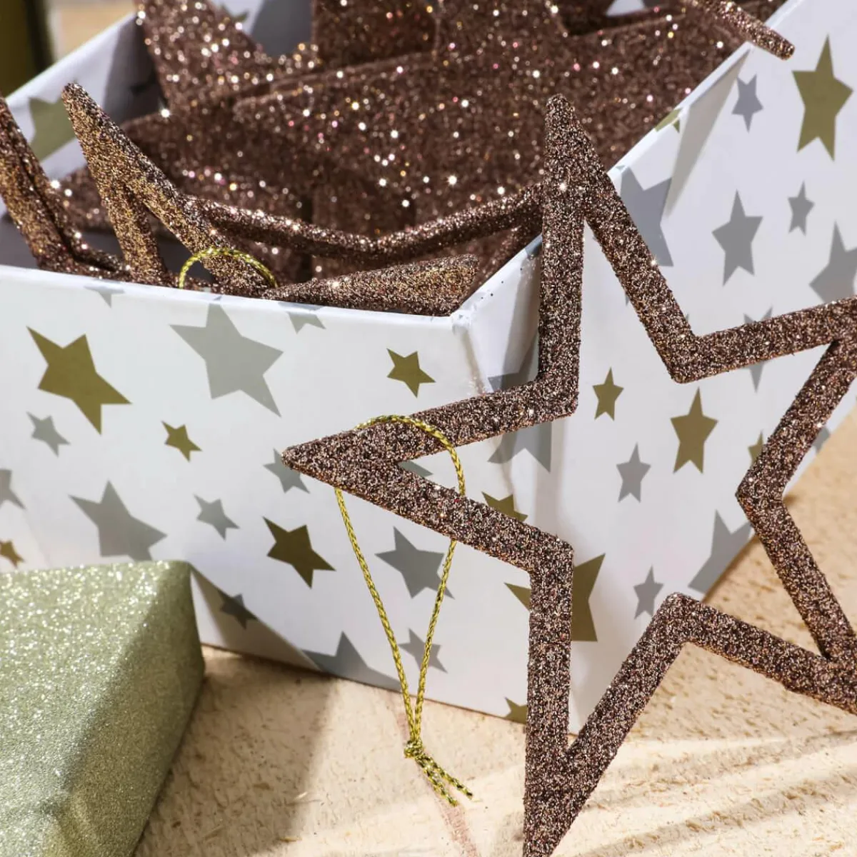 Étoiles Déco à Paillettes Nougat, Ø 10 Cm, 10 Pces-DecoWoerner Hot