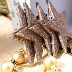 Étoiles Déco à Paillettes Nougat, Ø 10 Cm, 10 Pces-DecoWoerner Hot