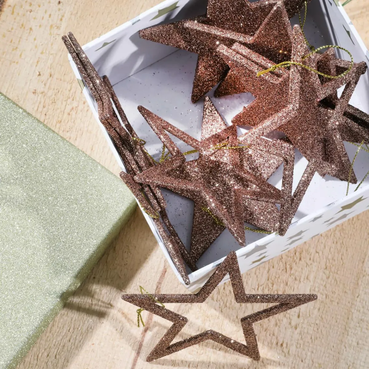 Étoiles Déco à Paillettes Nougat, Ø 10 Cm, 10 Pces-DecoWoerner Hot