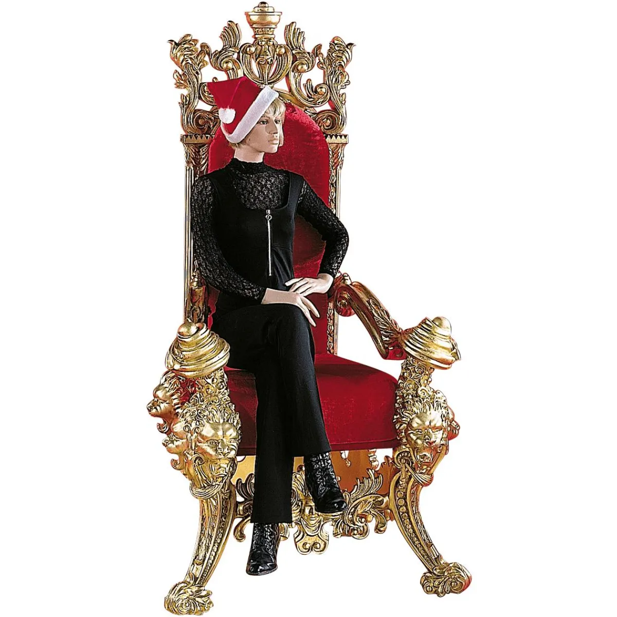 Trône "Baroque", Haut. 190 Cm, Or-rouge-DecoWoerner Online