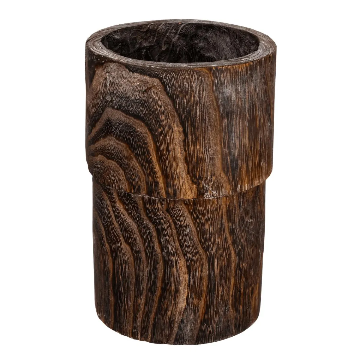 Vase En Bois 28,50 Cm Brun Foncé-DecoWoerner