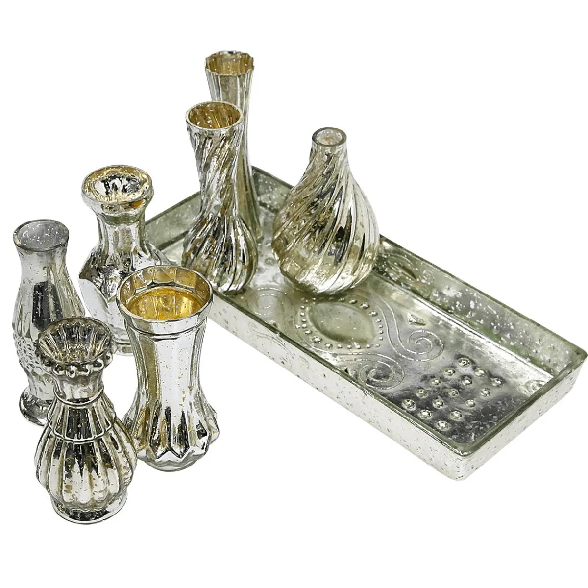 Vases En Pour Décoration De Table Avec Plateau, 8 Pièces-DecoWoerner Clearance