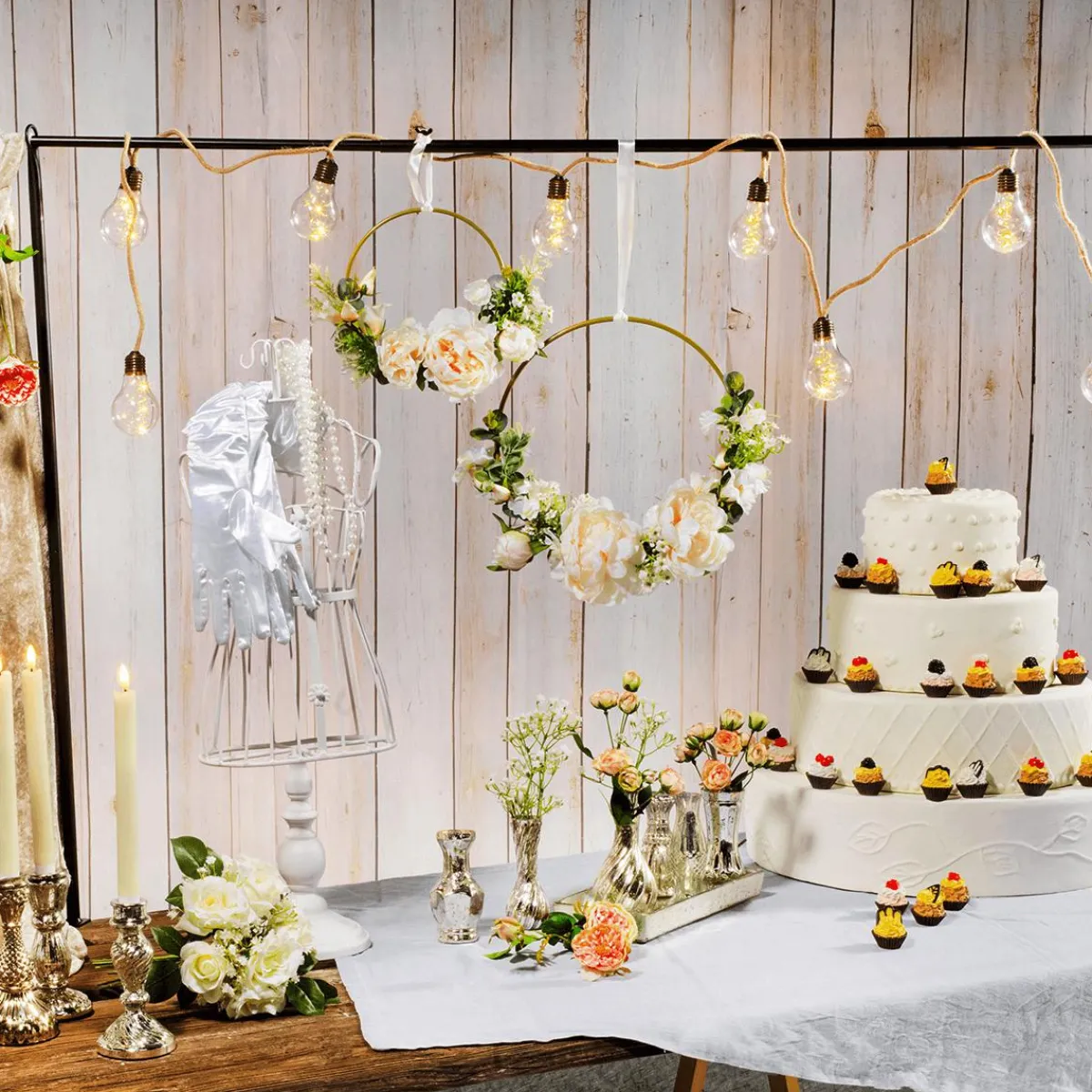Vases En Pour Décoration De Table Avec Plateau, 8 Pièces-DecoWoerner Clearance