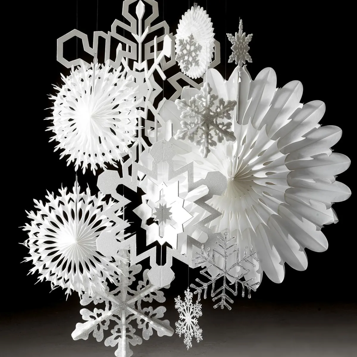 Éventail Décoratif 50cmØ Papier B1 Flocon De Neige-DecoWoerner Outlet