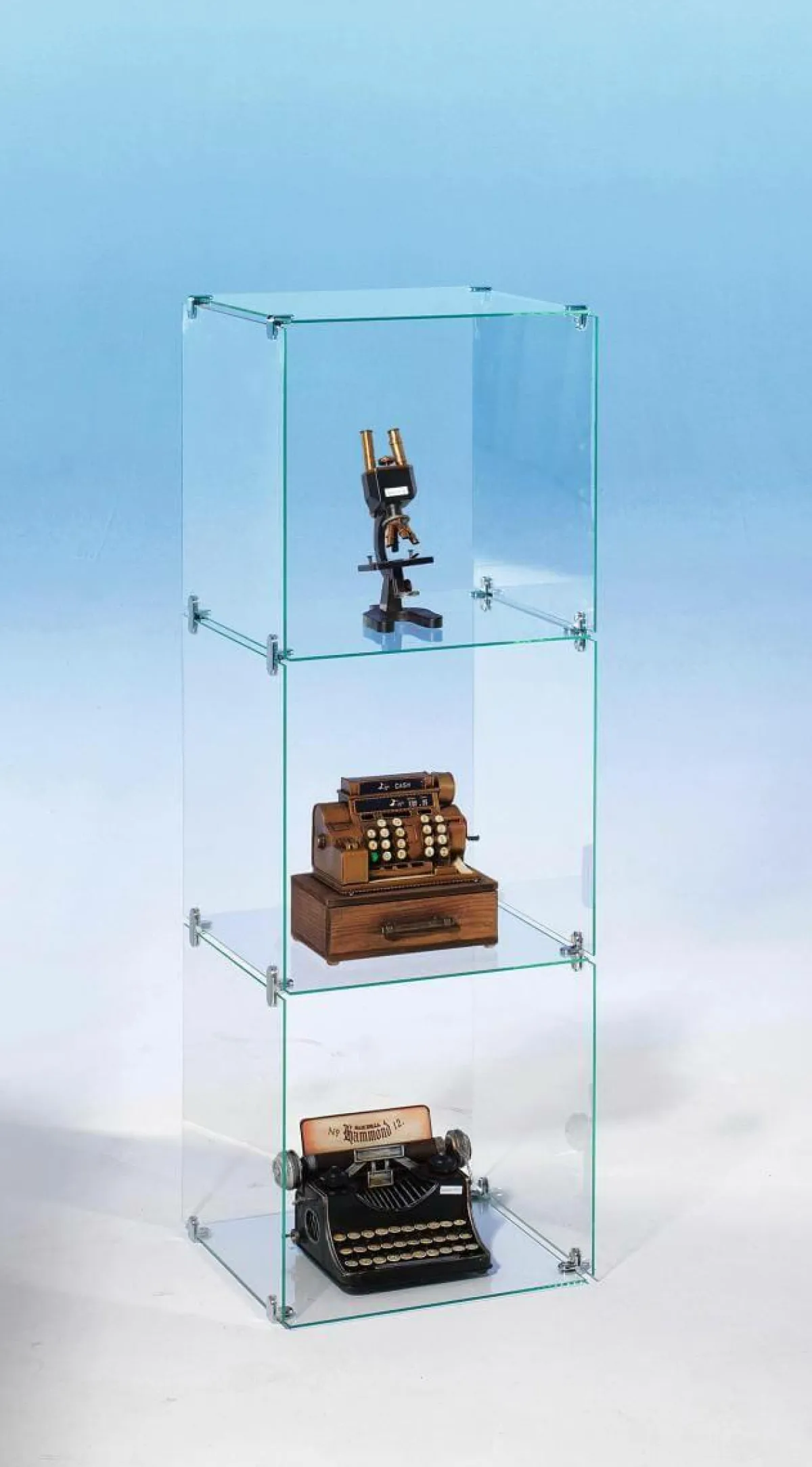 Vitrine En Verre Cube à Monter Soi-même, Sans Panneaux Arrières, Haut. 124 Cm-DecoWoerner Outlet