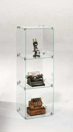 Vitrine En Verre Cube à Monter Soi-même, Avec Panneaux Arrière, Haut. 124 Cm-DecoWoerner Discount