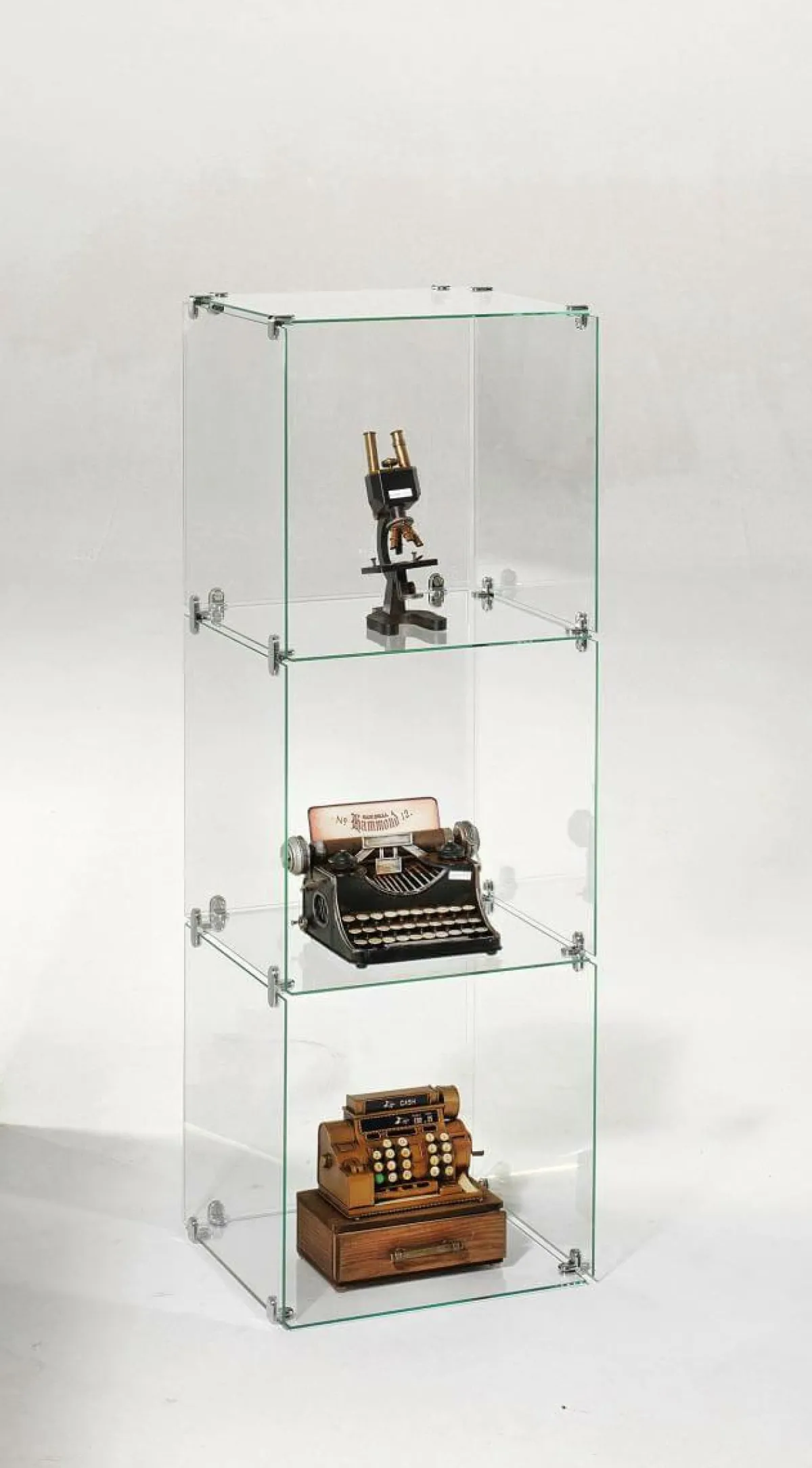 Vitrine En Verre Cube à Monter Soi-même, Avec Panneaux Arrière, Haut. 124 Cm-DecoWoerner Discount