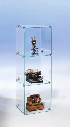 Vitrine En Verre Cube à Monter Soi-même, Avec Panneaux Arrière, Haut. 124 Cm-DecoWoerner Discount
