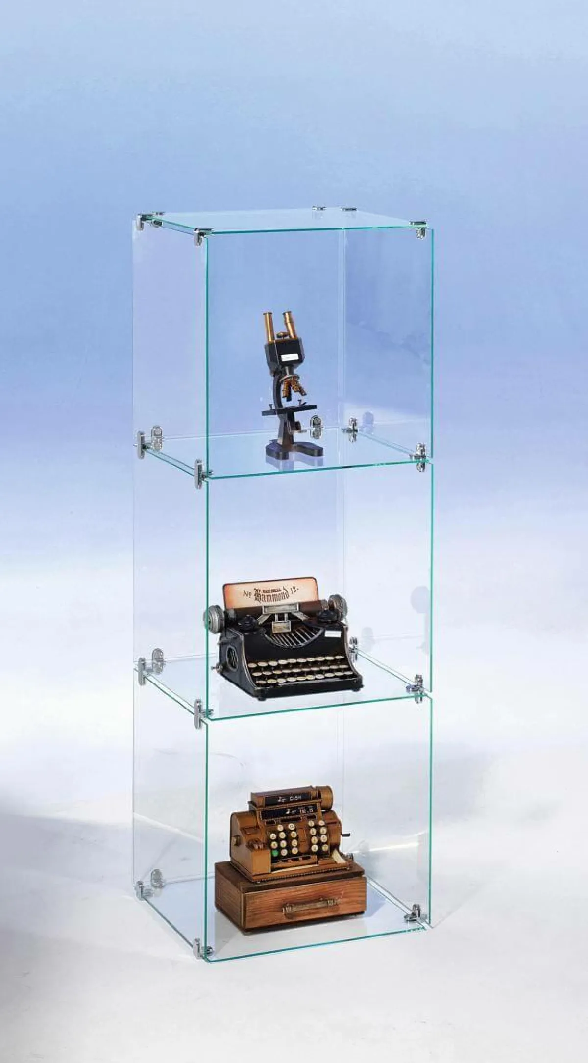 Vitrine En Verre Cube à Monter Soi-même, Avec Panneaux Arrière, Haut. 124 Cm-DecoWoerner Discount